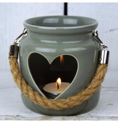 Small Grey Porcelain Heart Lantern