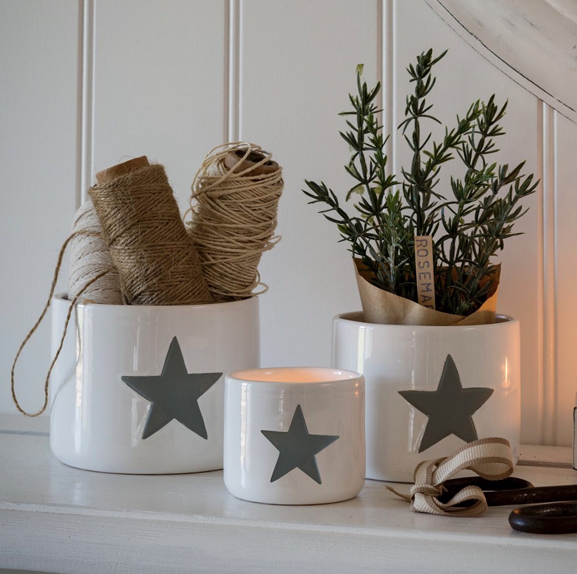 Set of 3 Grey Star Pots