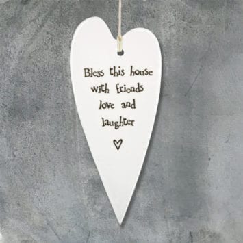 Hanging Porcelain 'Bless This House' Heart