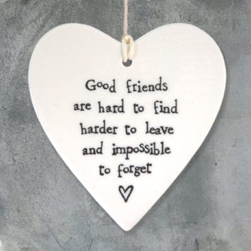 Hanging Good Friends Porcelain Heart