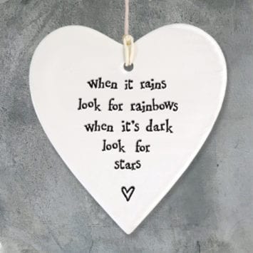When It Rains Hanging Porcelain Heart