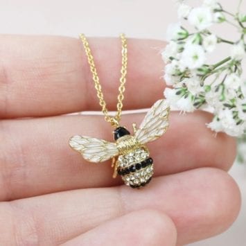 Crystal Bee Pendant Necklace