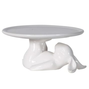 White Bunny Ceramic Cake Stand