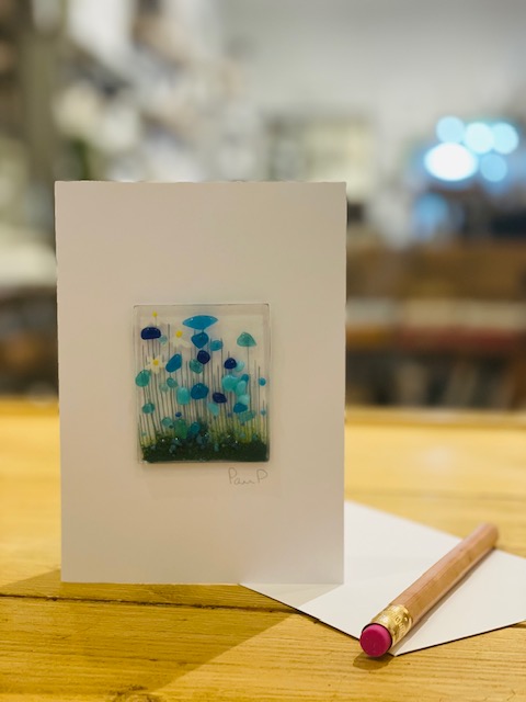 Card - Fused Glass keepsake - Blues
