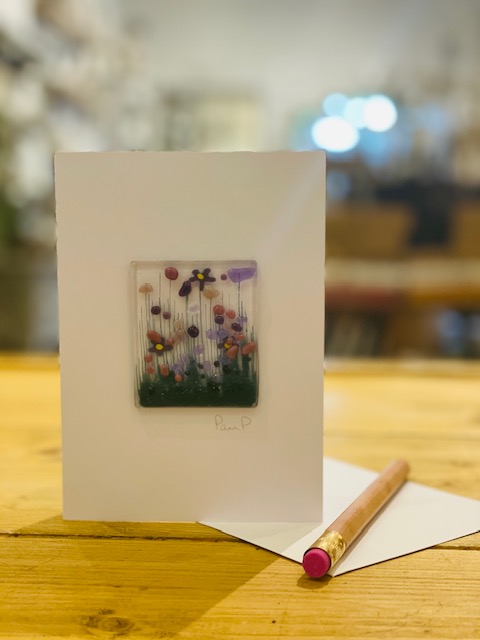 Card - Fused Glass keepsake - Lilacs