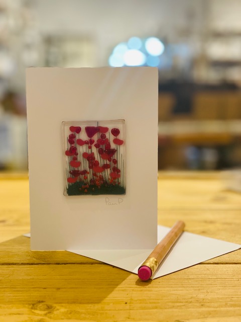 Card - Fused Glass keepsake - Poppy's