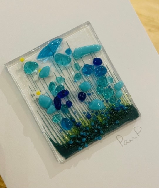 Card - Fused Glass keepsake - Blues - Image 3