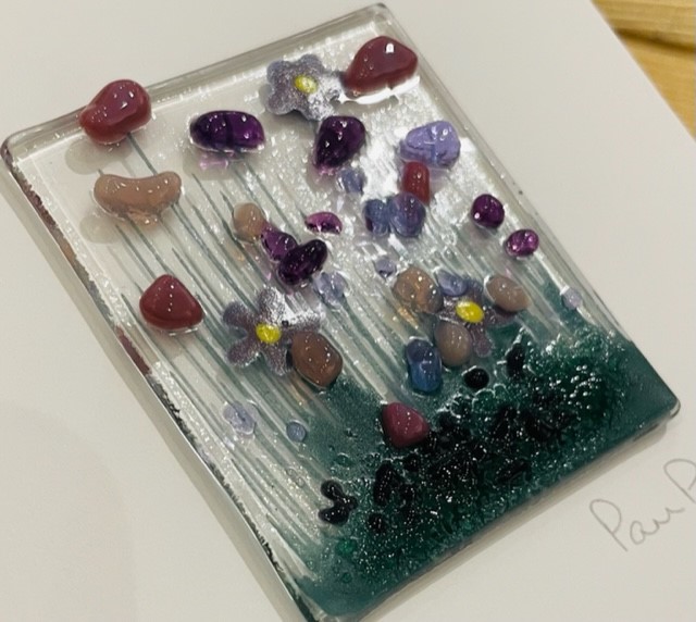 Card - Fused Glass keepsake - Lilacs - Image 2