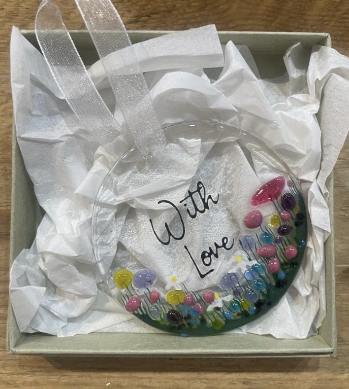 Hand Made Fused Glass Hanger - With Love - Image 5