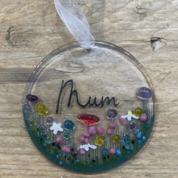 Hand Made Fused Glass Hanger - Mum
