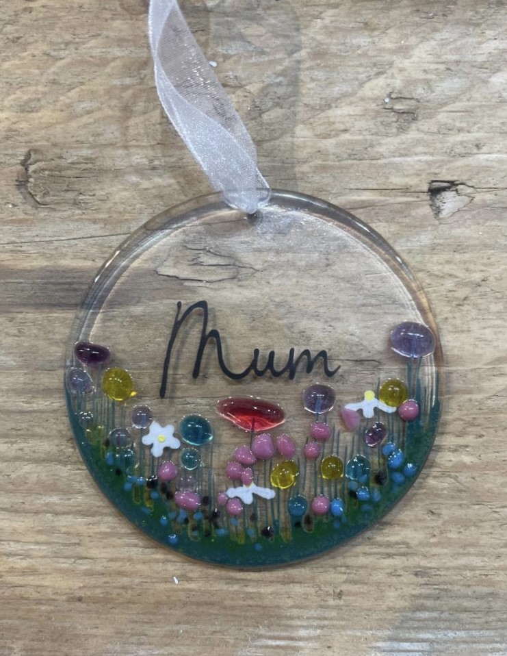 Hand Made Fused Glass Hanger - Mum