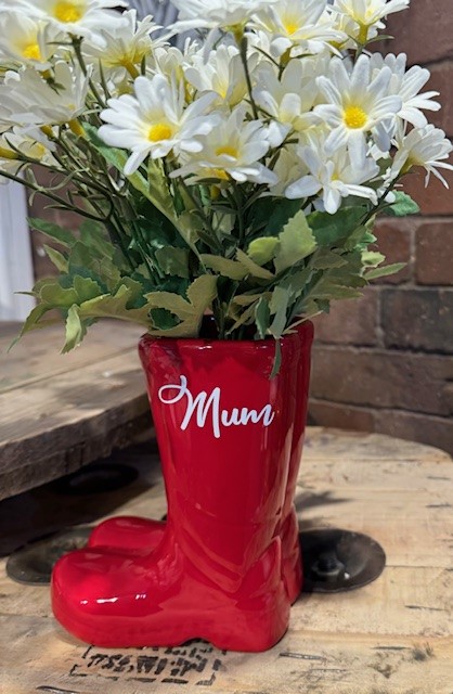 Mother's Day Red Wellies Planter/Vase - Image 2