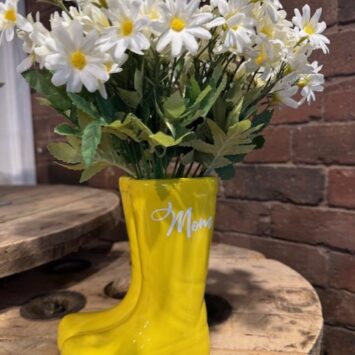 Mothers Day Yellow Wellies Planter/Vase