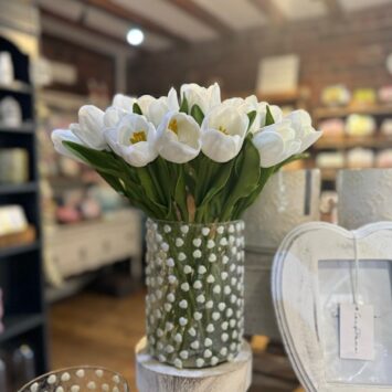Glass White Heart Vase