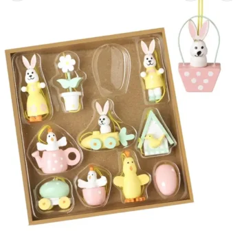 Box Of Handmade Wooden Easter Decorations