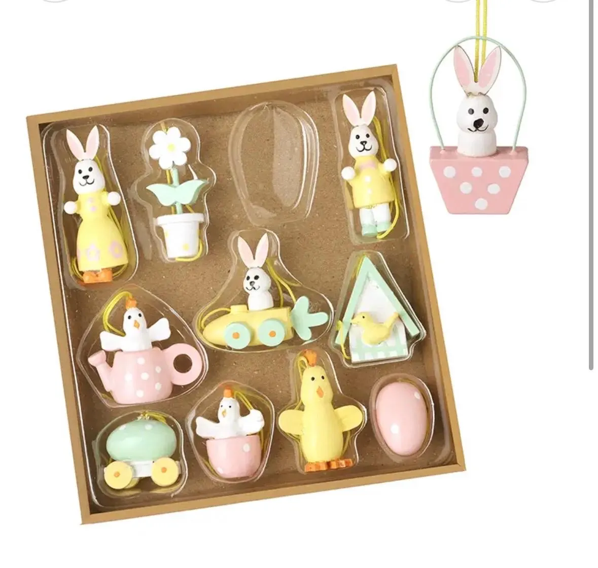 Box Of Handmade Wooden Easter Decorations