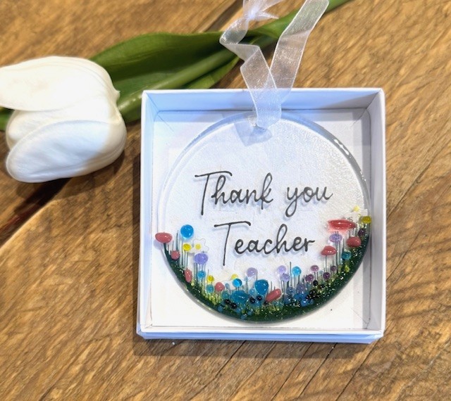 Thank You Teacher Fused Glass Hanger - Image 2