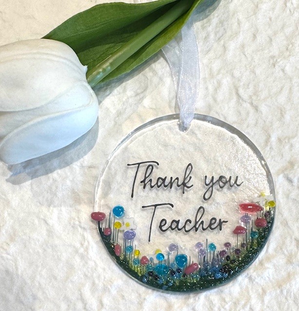 Thank You Teacher Fused Glass Hanger