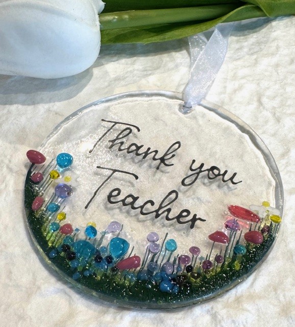 Thank You Teacher Fused Glass Hanger - Image 5