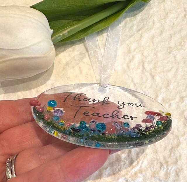 Thank You Teacher Fused Glass Hanger - Image 4