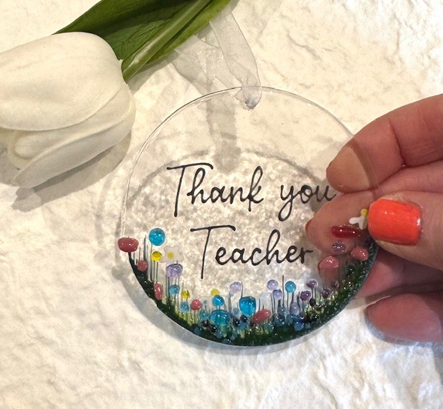 Thank You Teacher Fused Glass Hanger - Image 3